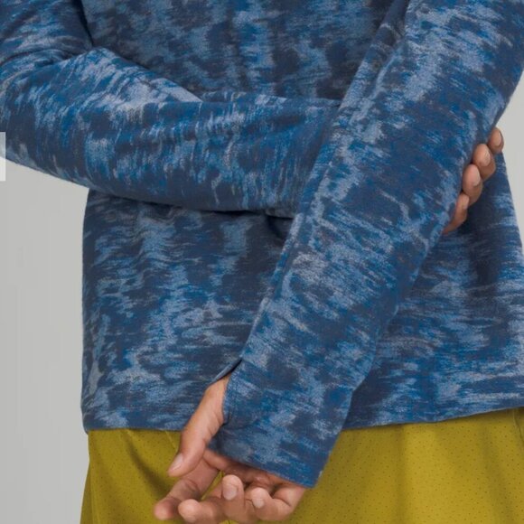 Lululemon Surge Warm 1/2 Zip Data Rush Mini Jacquard Chambray Mineral Blue - Picture 8 of 9